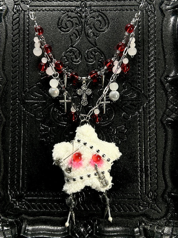 Zoaleo Shop Beige Punk Star Fluffy Necklace