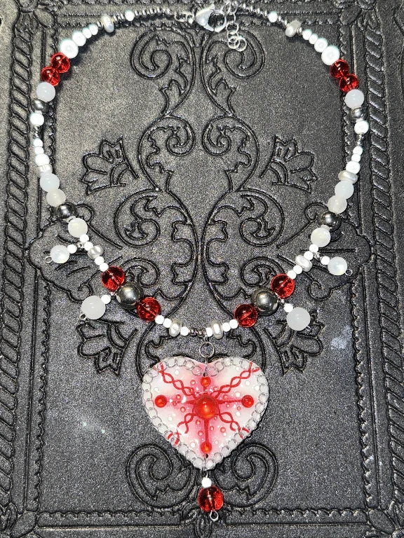 Zoaleo Shop Gothic Spiral Dot Heart Clay Charms Necklace Heart & Star Series