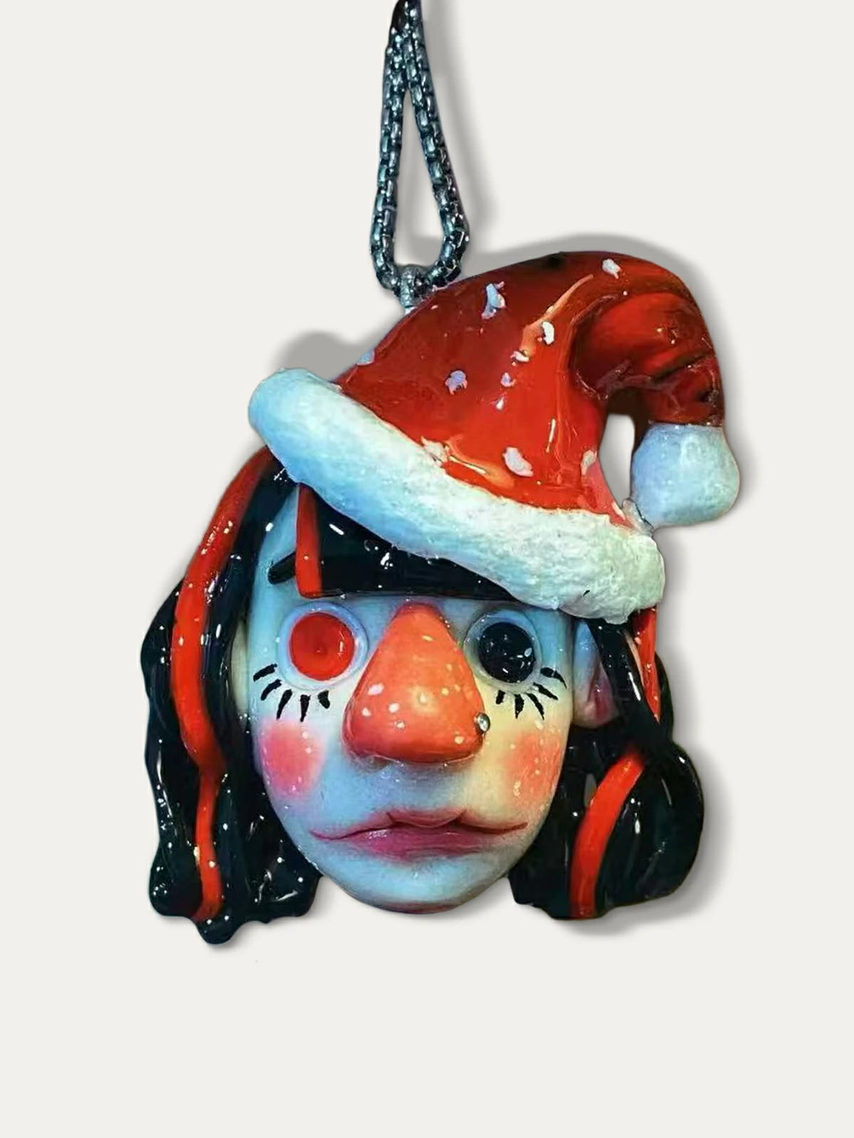 Kebarro Red And Black Eye Santa Bizarre Doll Clay Necklace