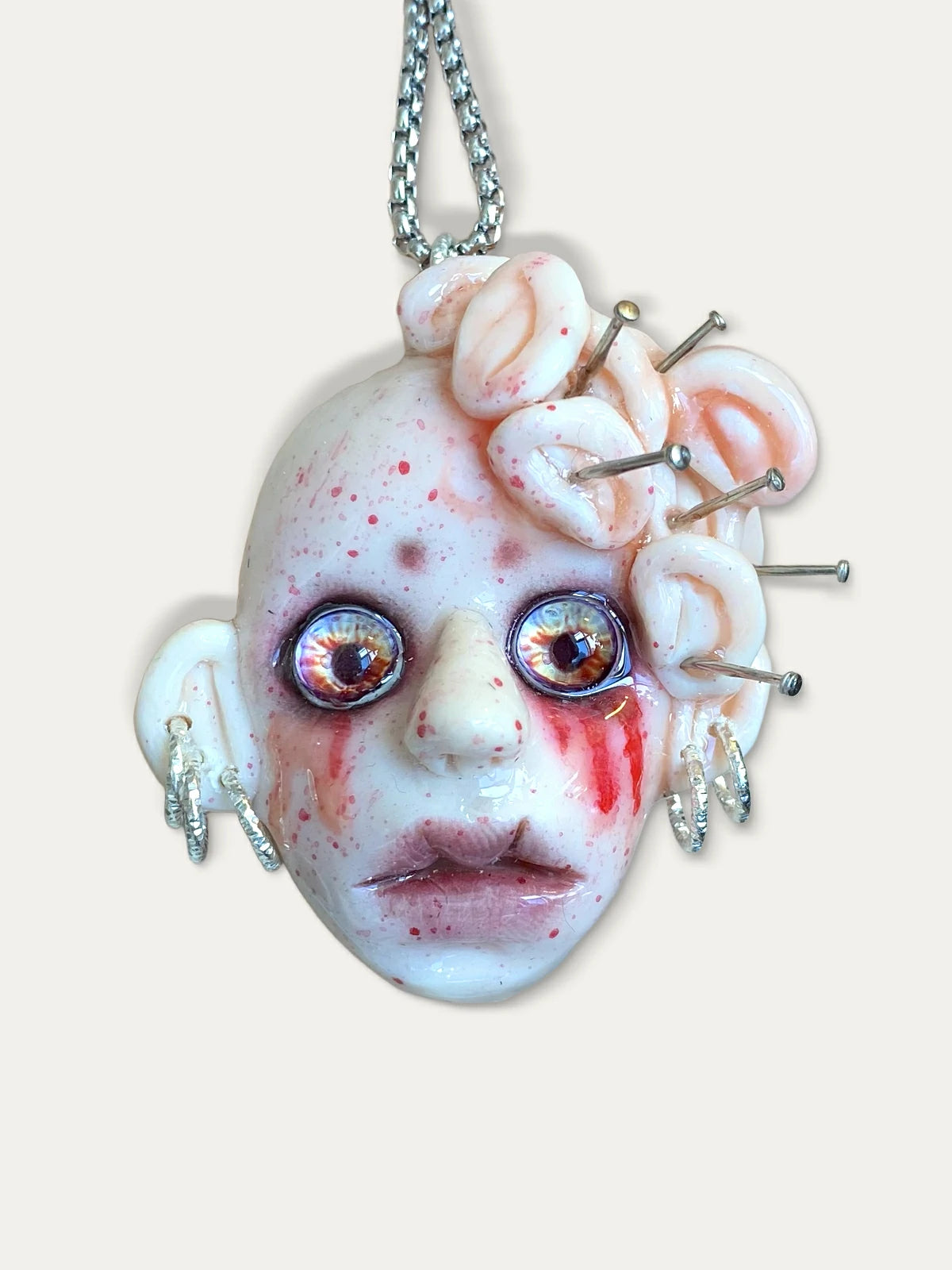 Kebarro Vivid Eyes Pierced Ear Doll Clay Necklace