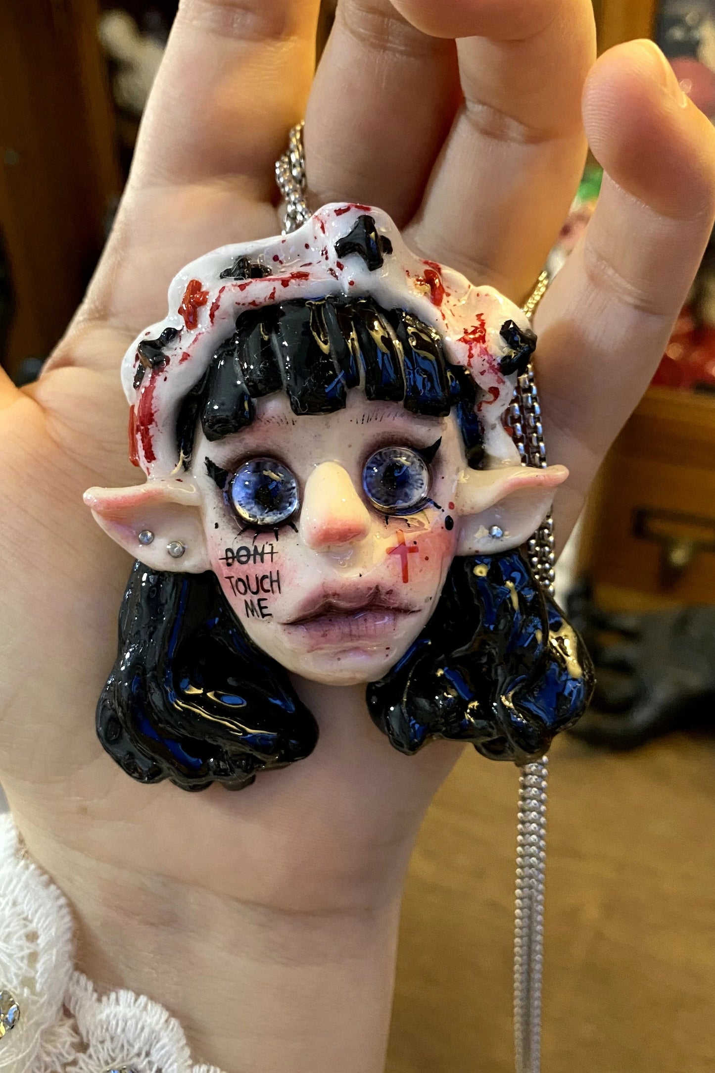 Kebarro Cute Elf Doll Clay Necklace