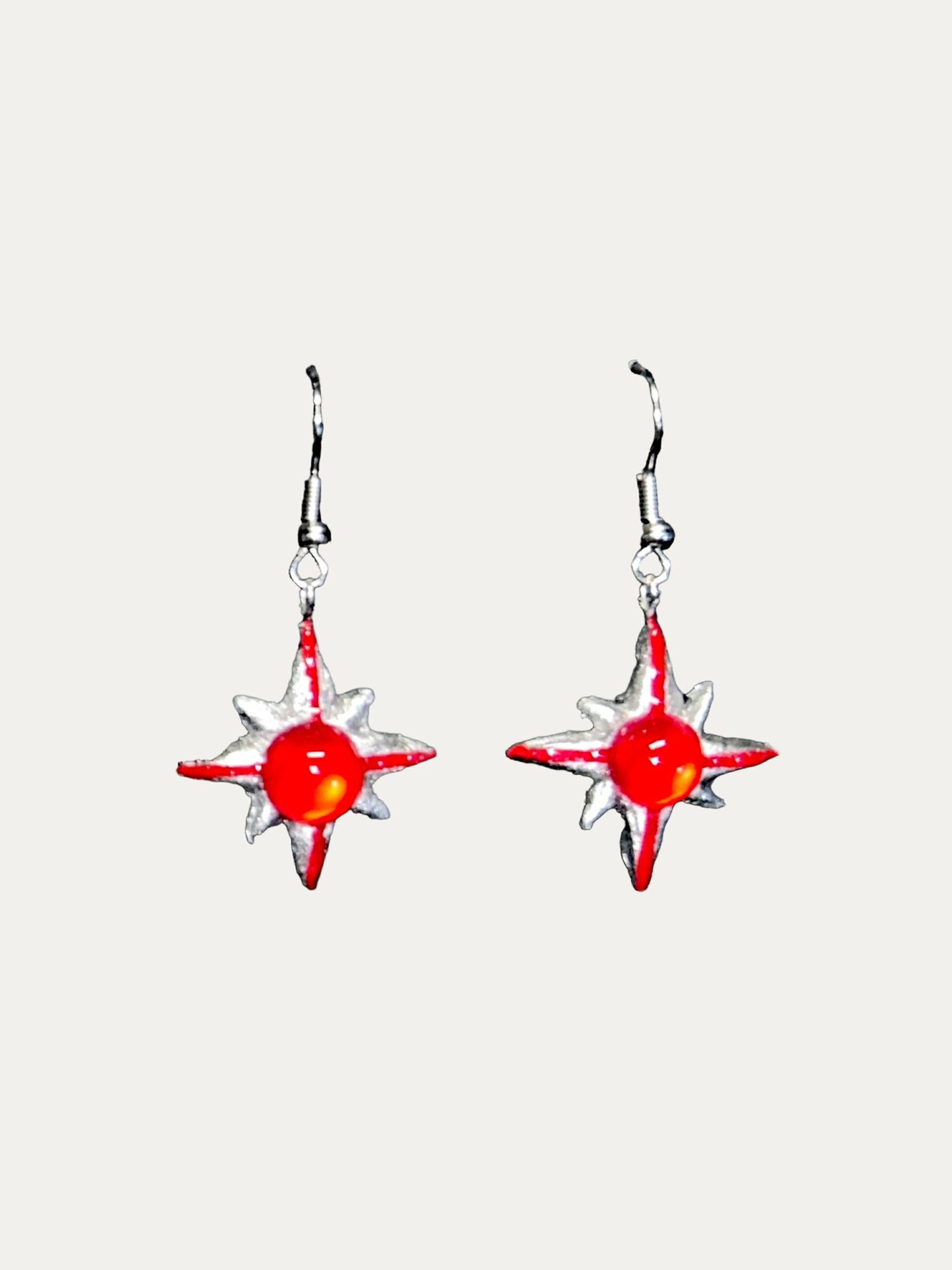 Zoaleo Shop Red eight pointed star Color Pop Clay Dangles (Style B)