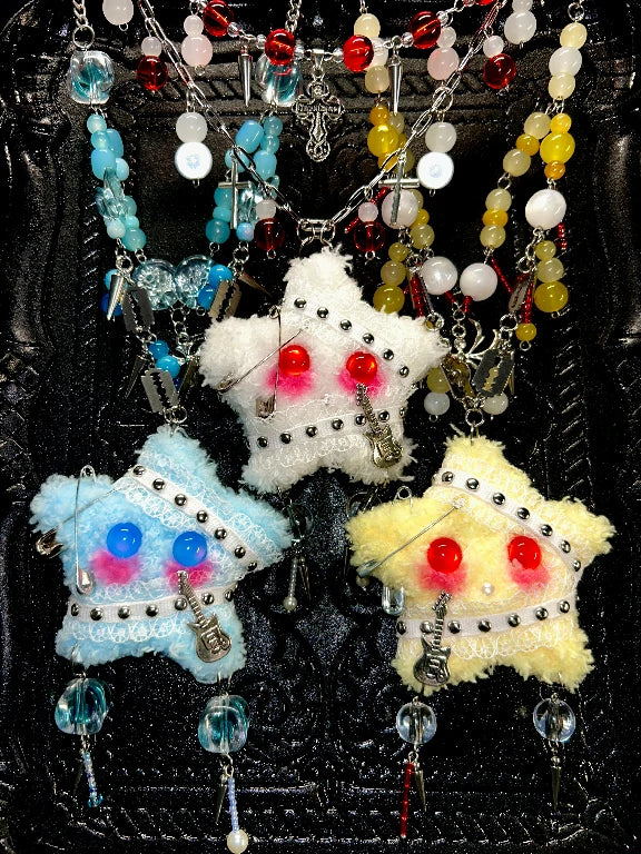Zoaleo Shop Blue Punk Star Fluffy Necklace