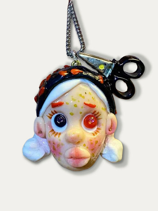 Kebarro Colorful Clown Polymer Clay Necklace with Freckled Face