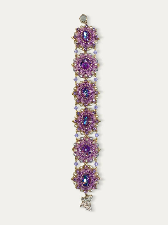 FoxHeart Handmade Aries Design Purple Crystal & Pearl Beaded Bracelet