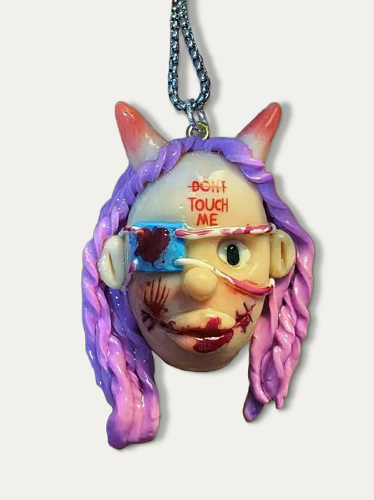Kebarro Cute Doll purple hair nurse Clay Necklace