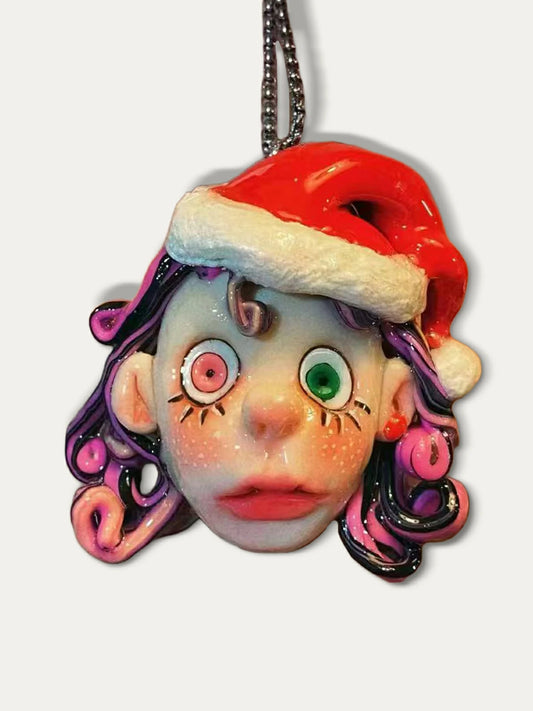Kebarro Pink Black Roll Hair Bicolor Eyes Bizarre Doll Clay Necklace