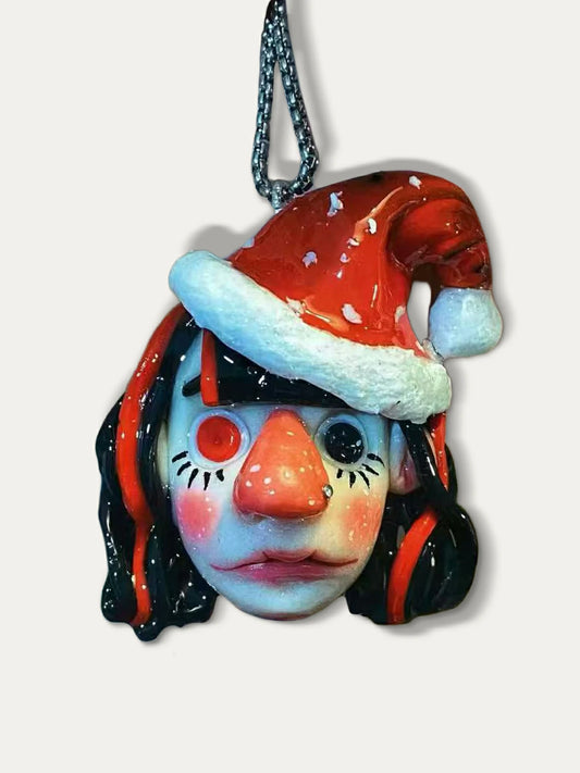 Kebarro Red And Black Eye Santa Bizarre Doll Clay Necklace