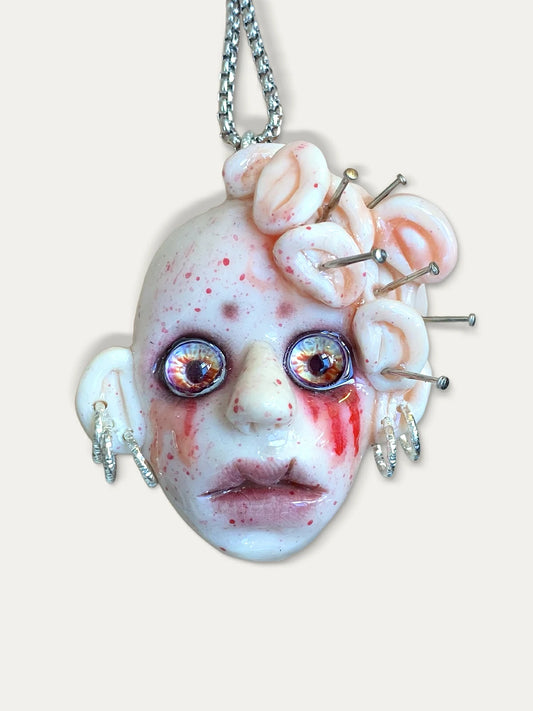 Kebarro Vivid Eyes Pierced Ear Doll Clay Necklace