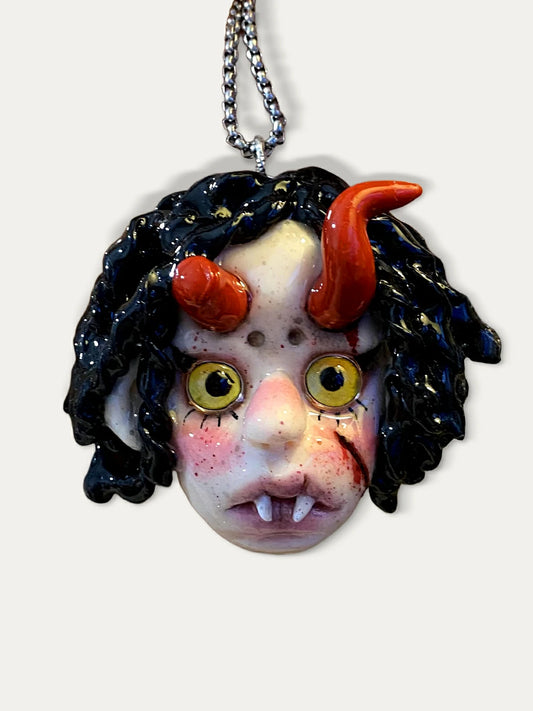 Kebarro Golden-Eyed Vampire Doll Clay Necklace