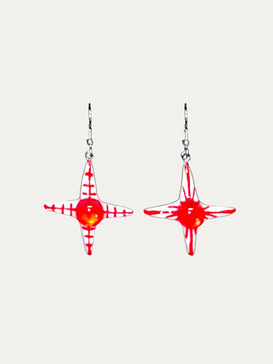 Zoaleo Shop Red Cross Shaped Star Color Pop Clay Dangles