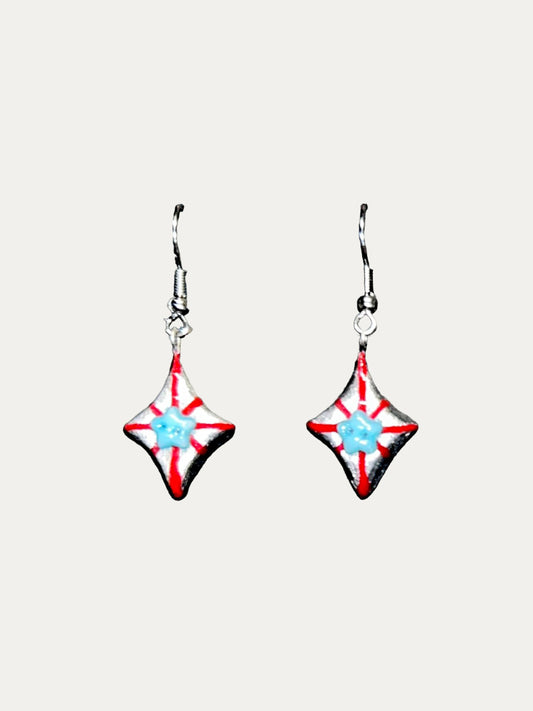 Zoaleo Shop White Red Star Rhombus Color Pop Clay Dangles (Style B)