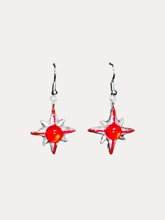 Zoaleo Shop Red eight pointed star Color Pop Clay Dangles (Style B)