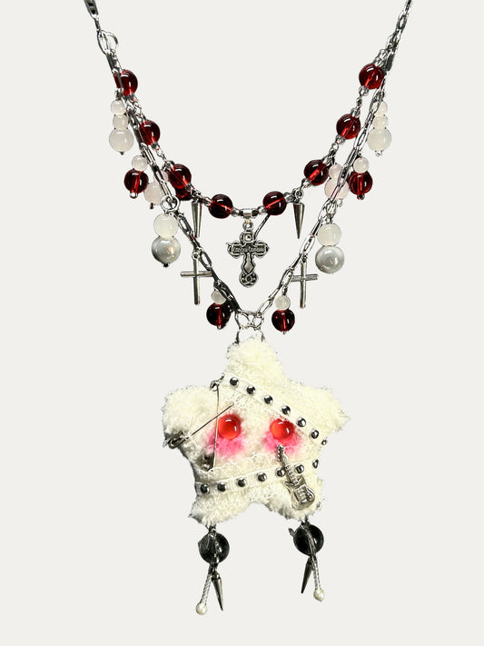 Zoaleo Shop Beige Punk Star Fluffy Necklace