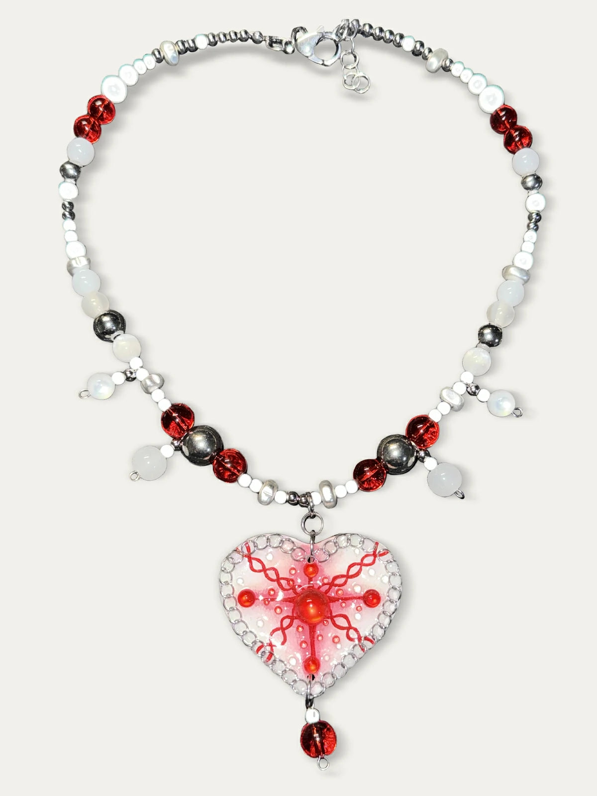 Zoaleo Shop Gothic Spiral Dot Heart Clay Charms Necklace Heart & Star Series